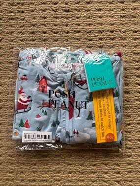 Posh Peanut Light Blue Holiday Santa Christmasville convertible one-piece 18-24